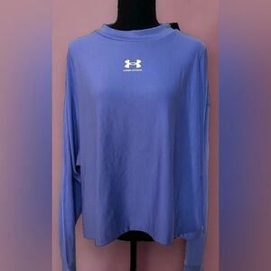 UNDER ARMOUR NWT women’s baja blue UA rival oversized crewneck top